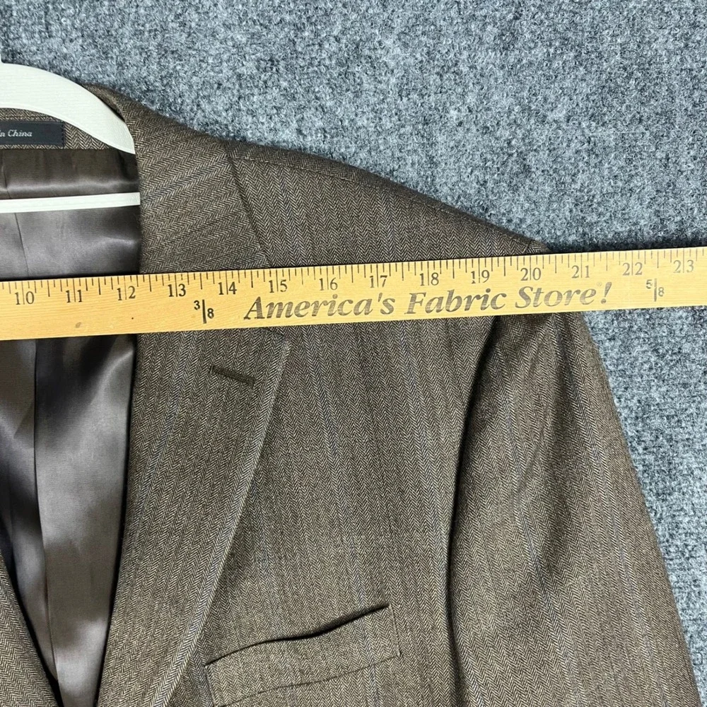 Ralph Lauren Sport Coat Mens 44S Brown Herringbone Windowpane 100% Wool Blazer